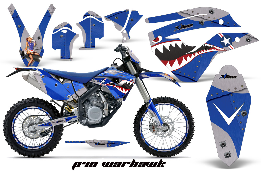 Husaberg FE570 Enduro 2010 Graphics Kit P40Warhawk Blue NPs